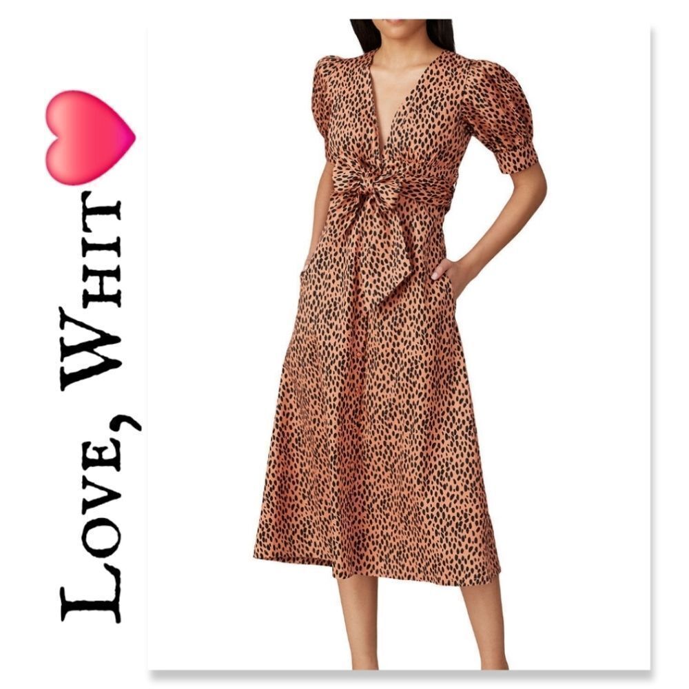 Love, Whit by Whitney Port Dotted Puffed Sleeve Dress EUC